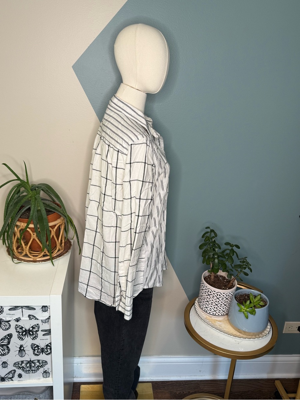 French Connection Cotton Mixed Stripe Button Shirt Minimalist Preppy Medium - Picture 4 of 11